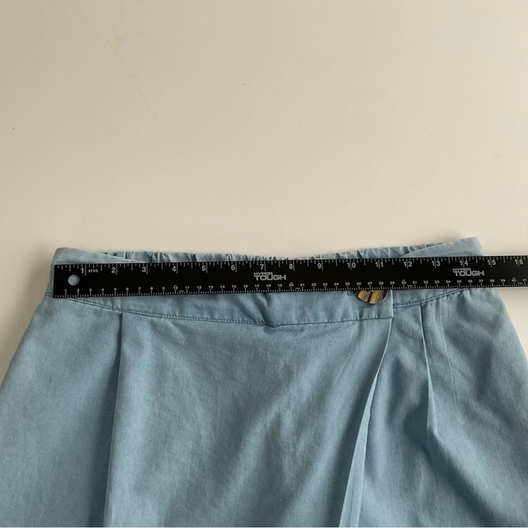 Biography Pants Sz L Blue Side Drape Slip Pockets Capris Boho Lagenlook Comfort - Picture 6 of 12